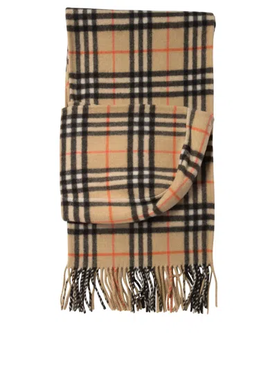 Shop Burberry Check Cashmere Hooded Scarf