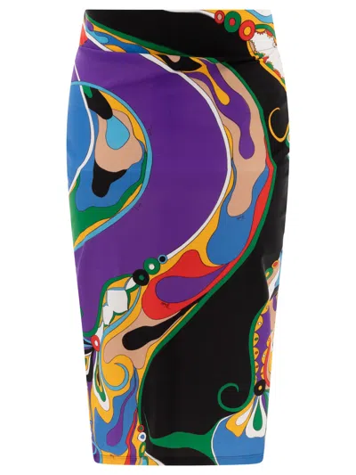 Shop Emilio Pucci Orchidee Print Pencil Skirt