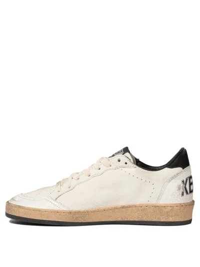 Golden Goose Ballstar' Black And White Low Top Sneakers With Star Patch On The Side And Contrasting Heel With Wri In Pink