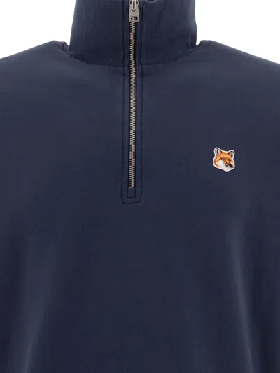 MAISON KITSUNÉ MAISON KITSUNÉ "FOX HEAD" HALF ZIP SWEATSHIRT 