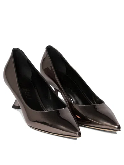 Ninalilou Pumps In Mirror Effect Leather Heeled Shoes Grey