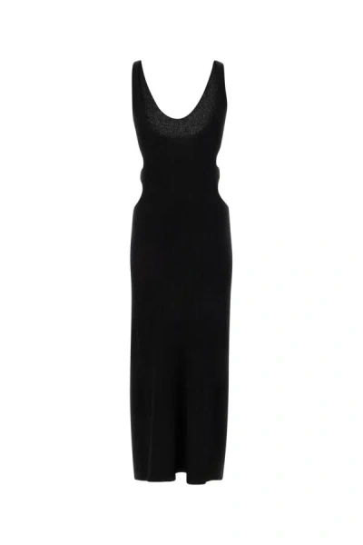 Chloé Cutout Crinkled Silk-linen Knit Maxi Dress In Black
