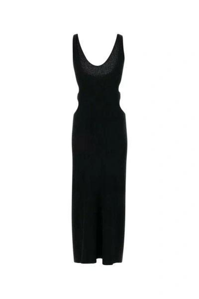 Chloé Cutout Crinkled Silk-linen Knit Maxi Dress In Black