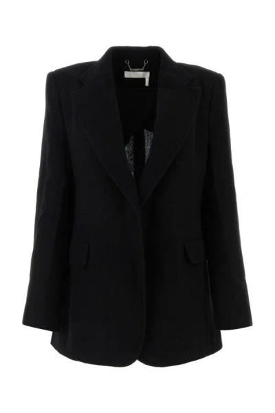 Chloé Open-front Ramie Blazer In Black