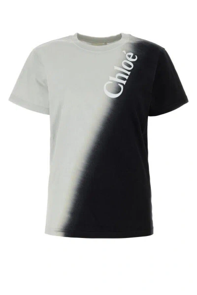 Shop Chloé Chloe Woman Two-tone Cotton T-shirt In Multicolor