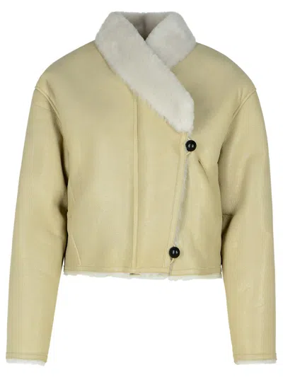 Isabel Marant Eriana Shearling-trimmed Leather Jacket In Gray