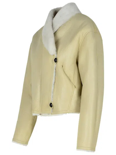 Isabel Marant Eriana Shearling-trimmed Leather Jacket In Gray