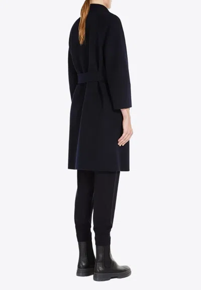 S Max Mara Coat With Belted Waist And Lapels In Black