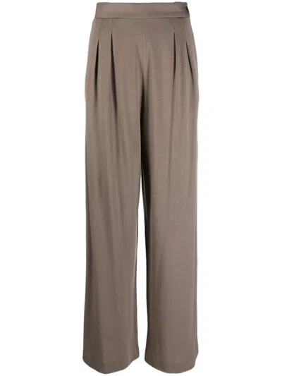 Fabiana Filippi Women's Wide Leg Wool Trousers In Brown