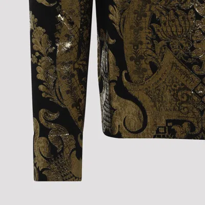 Etro Metallic Jacquard Crewneck Sweater In Black