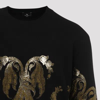 Etro Metallic Jacquard Crewneck Sweater In Black