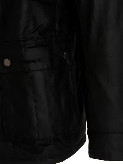 Barbour International Duke Wax Jacket In Black