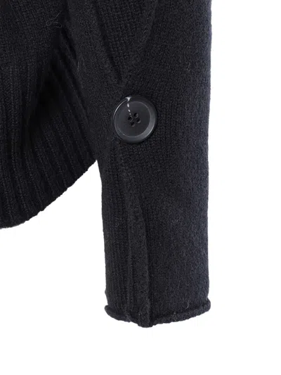 Kangra Cashmere Boxing Crewneck Sweater With Buttoned Sleeves In Black