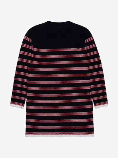 Marni Girls Knitted Striped Dress In Black