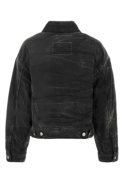 Mm6 Maison Margiela Crinkle-effect Denim Jacket In Black