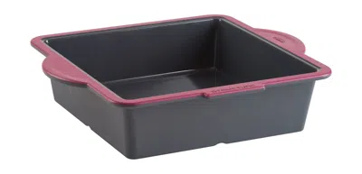 Trudeau Structure Silicone Pro 8" X 8" Square Cake Pan, Gray/pink