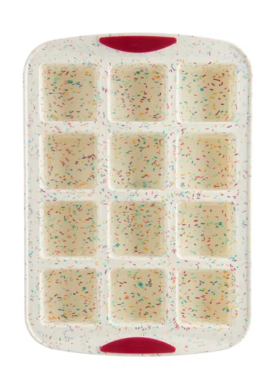 Trudeau Structure Silicone 12 Cavity Mini Brownie Pan, Confetti/fuchsia