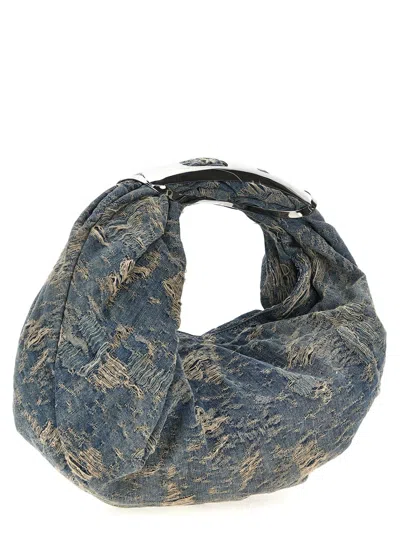 Diesel Women Denim Grab-d Hobo Shopping Bag In Blue