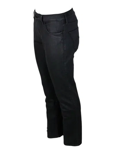Jacob Cohen Leather Hand Coated 5 Pocket Trousers Kimberly Skynny Regular Waist Regular Waist In Soft Stretch Fa In Black