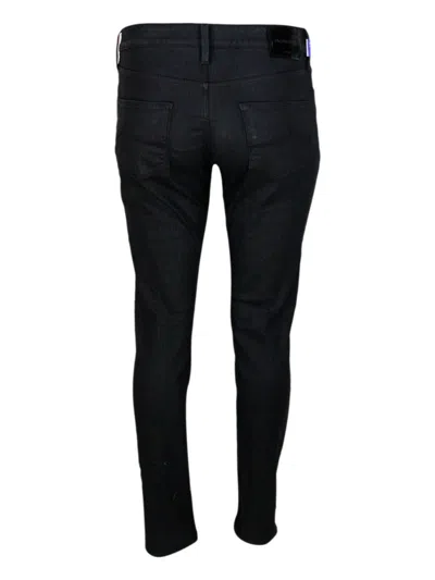 Jacob Cohen Leather Hand Coated 5 Pocket Trousers Kimberly Skynny Regular Waist Regular Waist In Soft Stretch Fa In Black