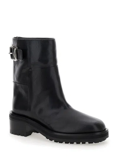 Jimmy Choo Women Brooklyn Ab 50 Leather Boots With Adjustable Strap In Black
