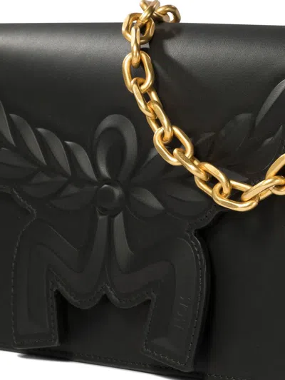 Mcm Black Leather Small Himmel Laurel Crossbody Bag In Black