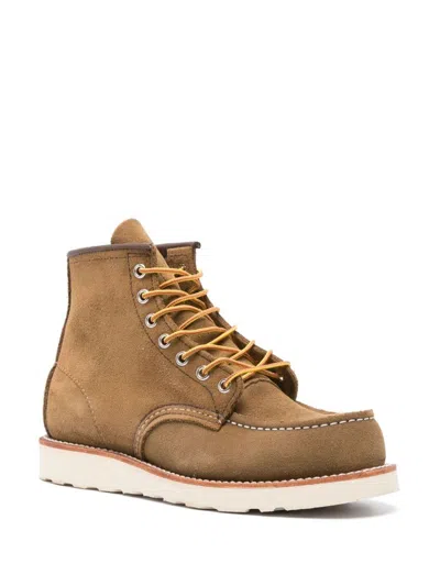 Shop Red Wing Shoes Classic Moc Toe Olive Mohave Boots In Beige