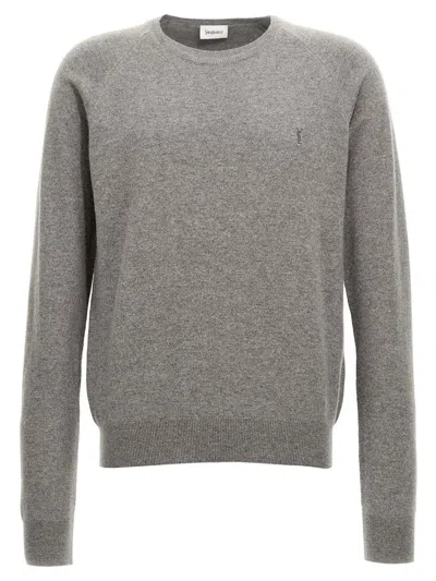 Saint Laurent Cassandre Cashmere Sweater In Gray