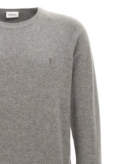Saint Laurent Cassandre Cashmere Sweater In Gray