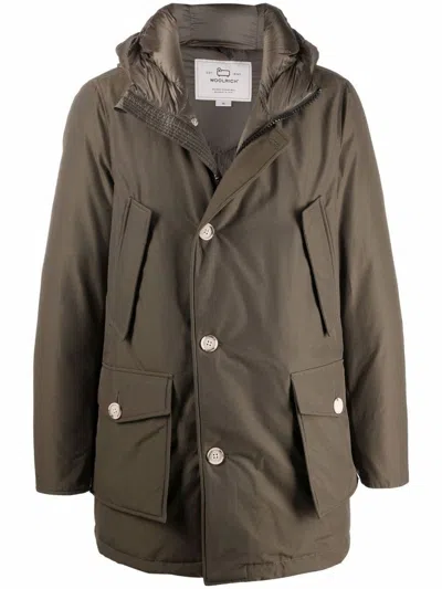 Woolrich Protective Hooded Parka With Multiple Pockets In Green