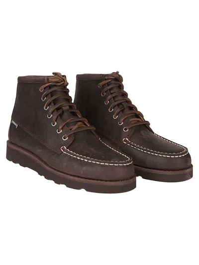 Sebago Suede Ankle Boots With Round Toe Design In Brown