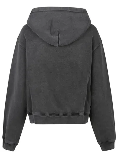 Alexander Wang T T By Alexander Wang Boxy Grey Sweatshirt With Logo Print And Drawstring Hood In Grey