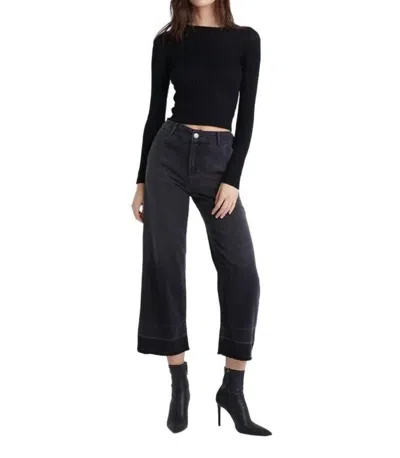 Bella Dahl Saige Wide Leg Crop Release Hem Jeans In Shadow Wash In Grey