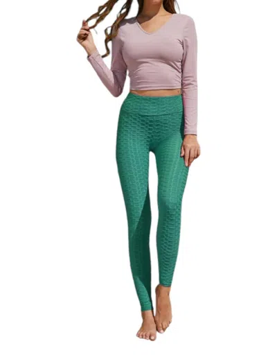 Very J Honeycomb Leggings In Emerald Green In Green