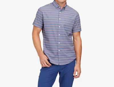 Mizzen + Main Short Sleeve Button Up In Chambray Stripe In Multi