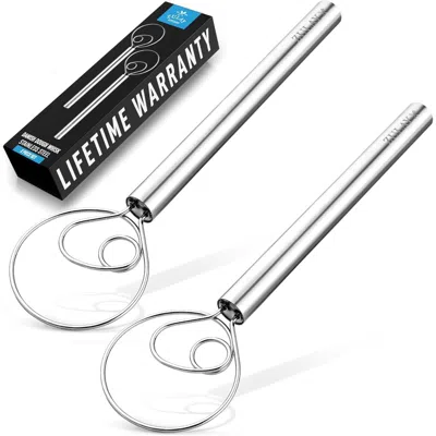 Zulay Kitchen Stainless Steel 13-inch Danish Dough Whisk 2-pack In Silver