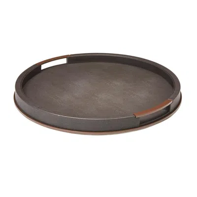 Addison Ross Ltd Uk Large Round Anthracite Shagreen Tray