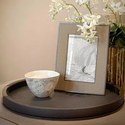 Addison Ross Ltd Uk Large Round Anthracite Shagreen Tray
