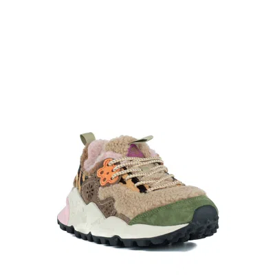 Shop Flower Mountain Kotetsu Woman Shearling And Suede Sneakers Brown And Green In Brown, Green