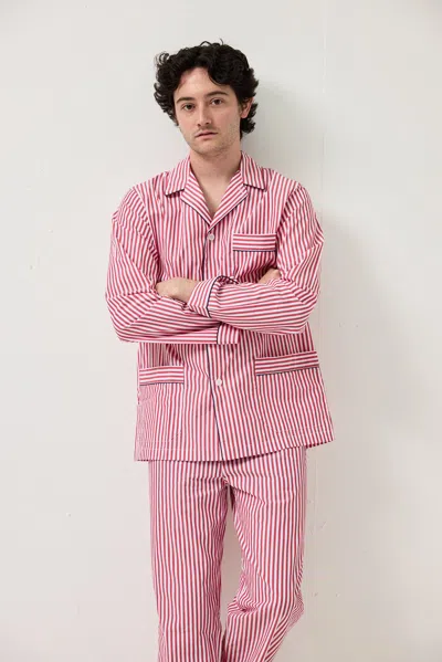 Alex Mill X Schostal Striped Long Sleeve Pajama Set In Red Stripe