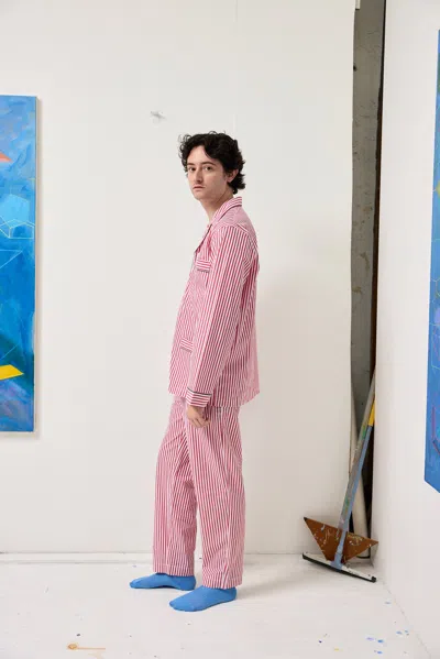 Alex Mill X Schostal Striped Long Sleeve Pajama Set In Red Stripe