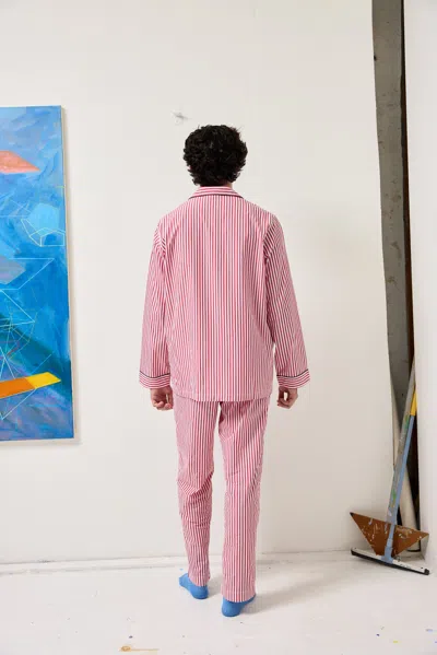 Alex Mill X Schostal Striped Long Sleeve Pajama Set In Red Stripe