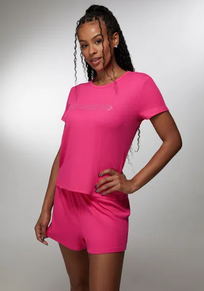 Bebe Sienna Short Set In Fuchsia Purple