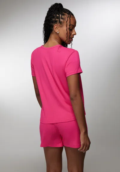 Bebe Sienna Short Set In Fuchsia Purple