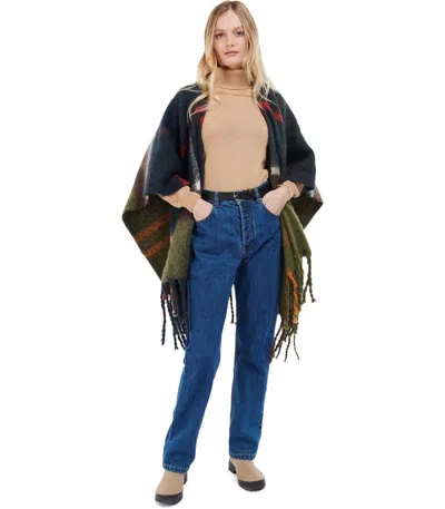 Barbour Isla Boucle Tartan Green Blue Cape