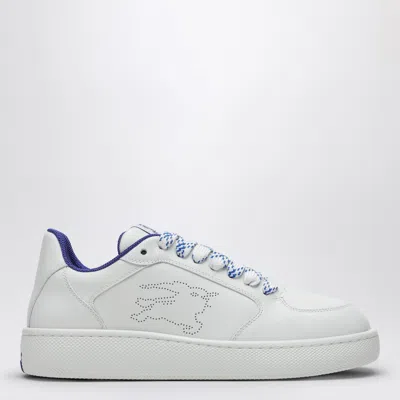 Shop Burberry White Leather Stock Sneaker