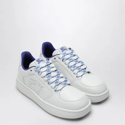 Shop Burberry White Leather Stock Sneaker