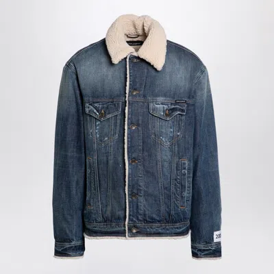 Dolce & Gabbana Buttoned Denim Jacket With Faux Shearling Finish