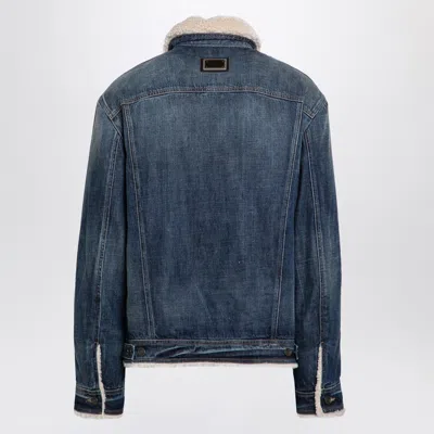 Dolce & Gabbana Buttoned Denim Jacket With Faux Shearling Finish