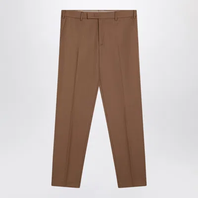 Pt Torino Desert-coloured Virgin Wool Trousers